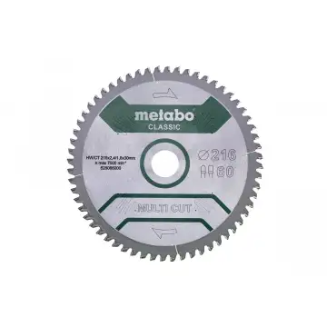 Пильний диск Metabo по Мультиматеріалам, Classic 216x30x2.4, 60 зубів