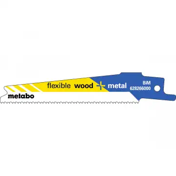 Шабельне полотно по дереву і металу Metabo Flexible 100 мм, S 522 BEF, 5 шт