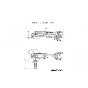 Акумуляторна болгарка Metabo WPB 36-18 LTX BL 230 4 * 6.2 Ач - Фото № 3