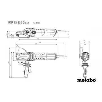 Кутова шліфувальна машина з плоским редуктором Metabo WEF 15-150 Quick - Фото № 1